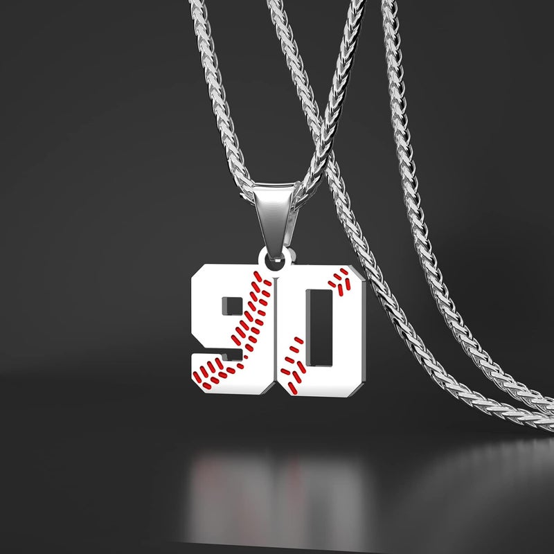 Wikavanli Personalized Baseball Jersey Number 00-99 Necklace - Stainless Steel Baseball Chain Pendant Necklace - Team Jewelry Gift for Boys, Girls, Men, Women - Image 2